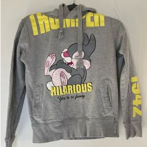 Disneyland Paris Women's Y2K Hilarious Thumper Bunny Pocket Hoodie Grey S